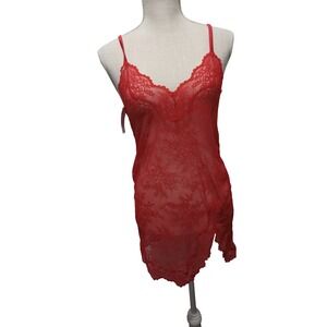 Auden Size XS Red Lace Lingerie Slip Dress Sheer Babydoll Nightie Sexy Sleepwear